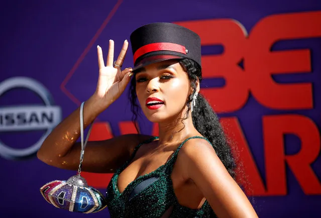 Janelle Monae arrives at the BET Awards at the Microsoft Theater on Sunday, June 24, 2018, in Los Angeles. (Photo by Danny Moloshok/Reuters)