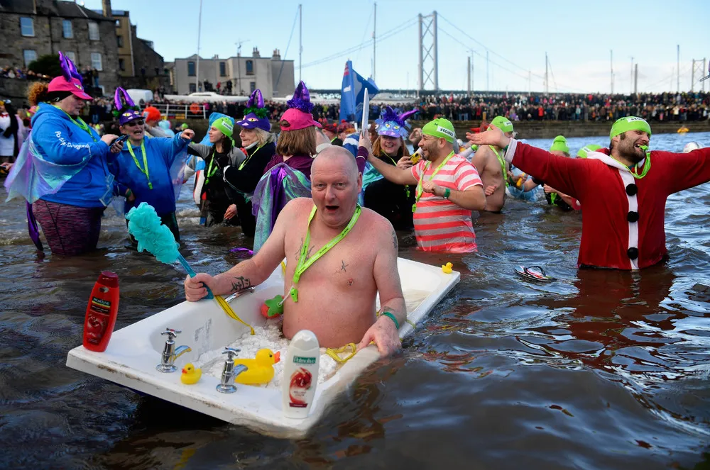 Swimmers Start New Year with Icy Plunges