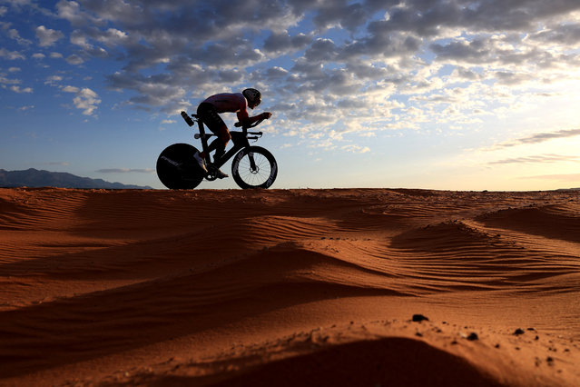Read Ziegler of the United States competes in the bike segment of the 2024 Intermountain Health IRONMAN 70.3 North American Championship on May 04, 2024 in St George, Utah. (Photo by Sean M. Haffey/Getty Images for IRONMAN/AFP Photo)