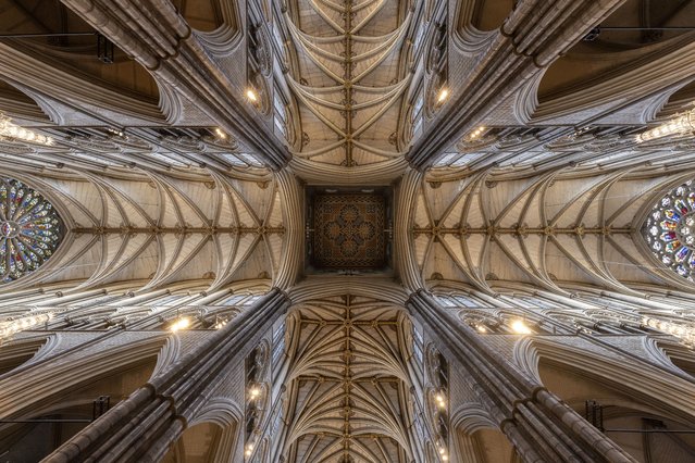 Views of parts of the roof inside Westminster Abbey ahead of the King's Coronation on April 12, 2023 in London, England. Westminster Abbey has been used as Britain’s coronation church since William the Conqueror in 1066, with the exception of kings Edward V and Edward VIII, who were not crowned. King Charles III will be the 40th reigning monarch to be crowned there during a ceremony on May 6, 2023. (Photo by Dan Kitwood/Getty Images)