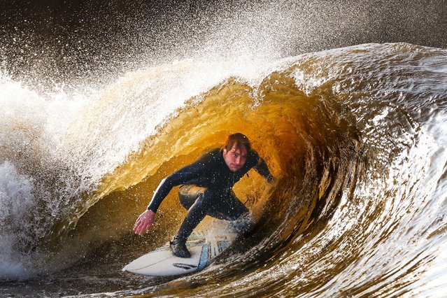 Surfers test out Lost Shore Surf Resort the nation’s first inland surf destination on November 05, 2024 in Newbridge, Scotland. The inland wave pool located on the outskirts of Edinburgh is set in a 60-acre country park, and will generate up to 1,000 waves per hour. (Photo by Jeff J. Mitchell/Getty Images)