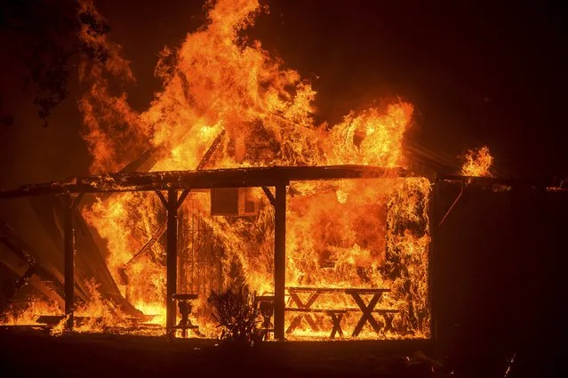 A house burns as the Butte fire rages through Mountain Ranch, California September 11, 2015. (Photo by Noah Berger/Reuters)