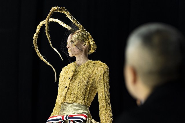 A model walks the runway during the Thom Browne fall/winter 2024 fashion show during New York Fashion Week, Wednesday, February 14, 2024, in New York. (Photo by Peter K. Afriyie/AP Photo)