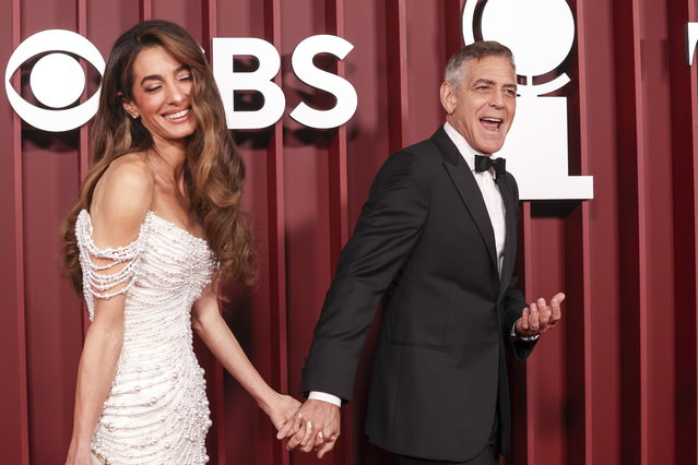 Amal and George Clooney (R), pose on the red carpet during the 78th annual Tony Awards at Radio City Music Hall in New York, New York, USA, 08 June 2025. The Tony Awards are presented each year by the American Theatre Wing and The Broadway League to honor excellence in Broadway theater. (Photo by Sarah Yenesel/EPA)