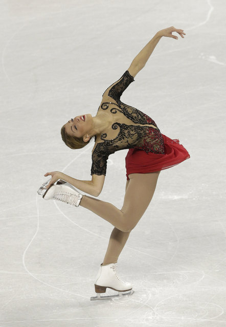 Samantha Cesario performs during the women's free skate program at the U.S. Figure Skating Championships in Greensboro, N.C., Saturday, January 24, 2015. (Photo by Chuck Burton/AP Photo)