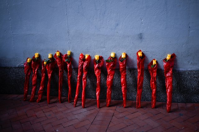 Flowers are seen, after people were killed by a man driving a truck in an attack during New Year's celebrations, in New Orleans, Louisiana, U.S., January 2, 2025. (Photo by Eduardo Munoz/Reuters)