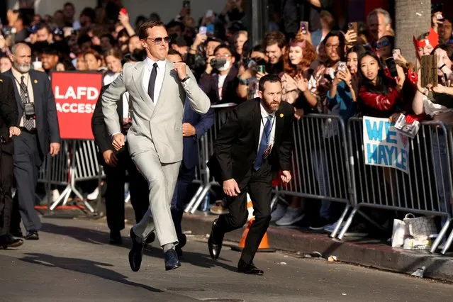 Cast member, English actor Benedict Cumberbatch runs as he arrives to attend the premiere of the film “Doctor Strange in the Multiverse of Madness” in Los Angeles, U.S. May 2, 2022. (Photo by Mario Anzuoni/Reuters)