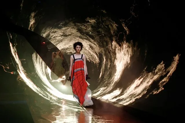 A model presents a creation at the A Life On The Left Spring/Summer 2024 collection show by Qi Lin, during China Fashion Week in Beijing, China on September 10, 2023. (Photo by Tingshu Wang/Reuters)