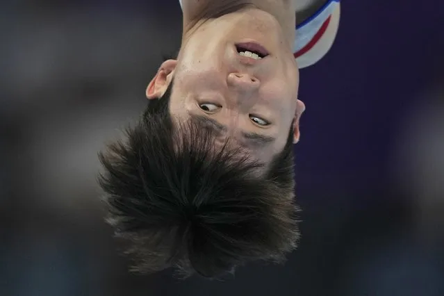 South Korea's Kim Hansol competes on his way to a gold medal in the Artistic Gymnastics Men's Floor Exercise for the 19th Asian Games in Hangzhou, China, Thursday, September 28, 2023. (Photo by Ng Han Guan/AP Photo)