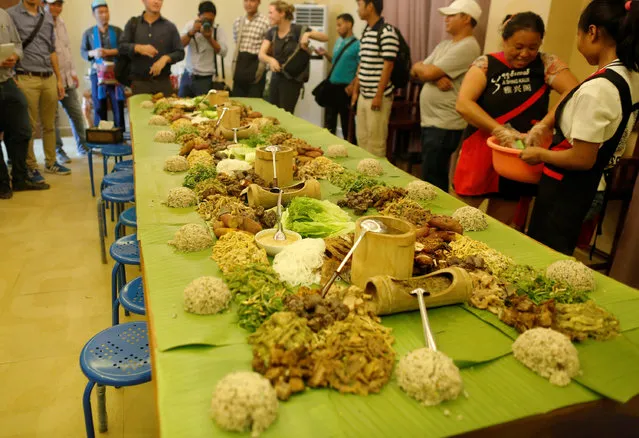 Wa's information department display lunch for media who visit their territory at Panghsang capital city of ethnic Wa territory in northeast Myanmar October 2, 2016. (Photo by Soe Zeya Tun/Reuters)