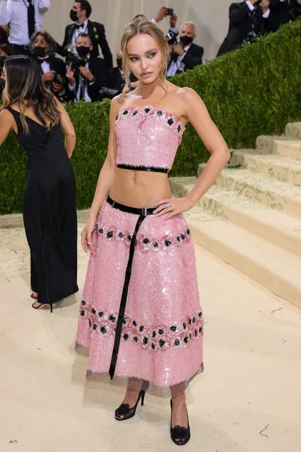 French-American actress and model Lily-Rose Depp attends The 2021 Met Gala Celebrating In America: A Lexicon Of Fashion at Metropolitan Museum of Art on September 13, 2021 in New York City. (Photo by Theo Wargo/Getty Images)