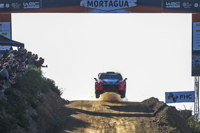 Dani Sordo of Spain drives his Hyundai i20 N Rally 1 hybrid during the SS2–Mortagua of the Rally Portugal 2024 as part of the World Rally Championship (WRC) in Mortagua, Portugal, 10 May 2024. (Photo by Paulo Novais/EPA)