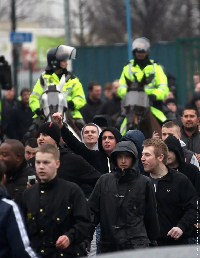 Supporters Of Both Sides From Manchester Prepare For The FA Cup Clash
