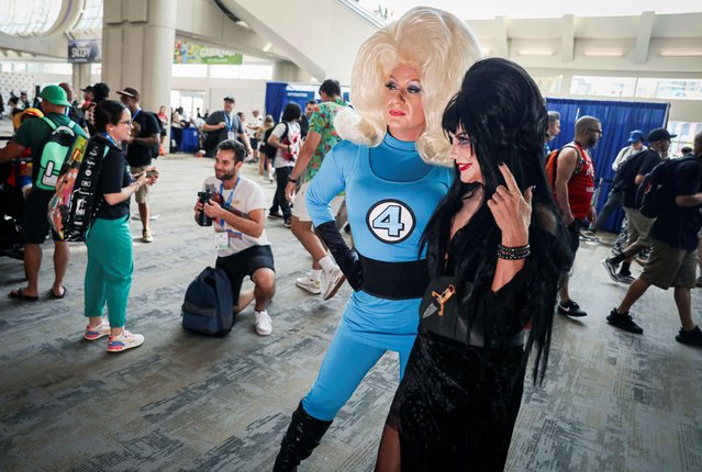 Cosplayers pose for a photo during Comic-Con International in San Diego, California on July 27, 2024. (Photo by Sandy Huffaker/Reuters)