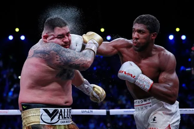 US-Mexican professional boxer Andy Ruiz Jr (L) in action against Britain's Anthony Joshua during their World Heavyweight Championship contest at the Diriyah Arena in Diriyah, Saudi Arabia on December 7, 2019. (Photo by Andrew Couldridge/Action Images via Reuters)