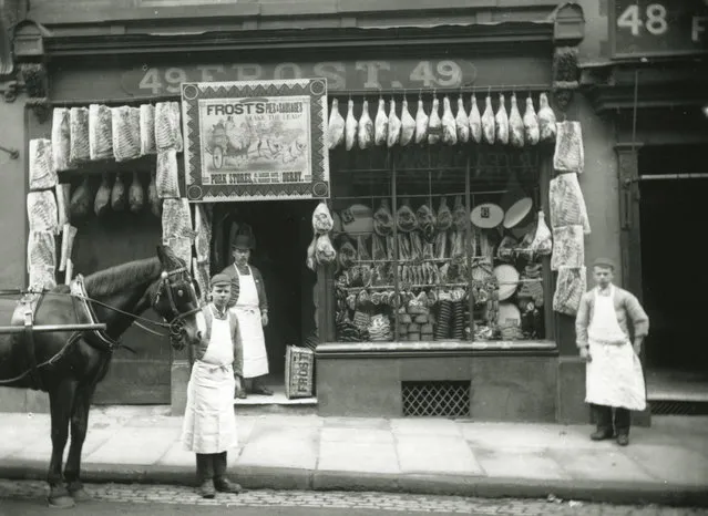 Frost’s butchers shop in Sadler Gate, Derby, UK circa 1900. (Photo by W.W. Winter/The Guardian)