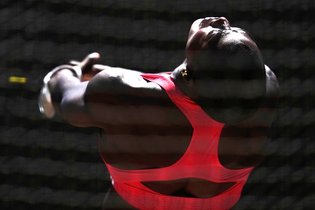 Annette Echikunwoke competes in the hammer throw finals during the U.S. Championships athletics meet in Eugene, Ore., on Thursday, July 31, 2025. (Photo by Ashley Landis/AP Photo)