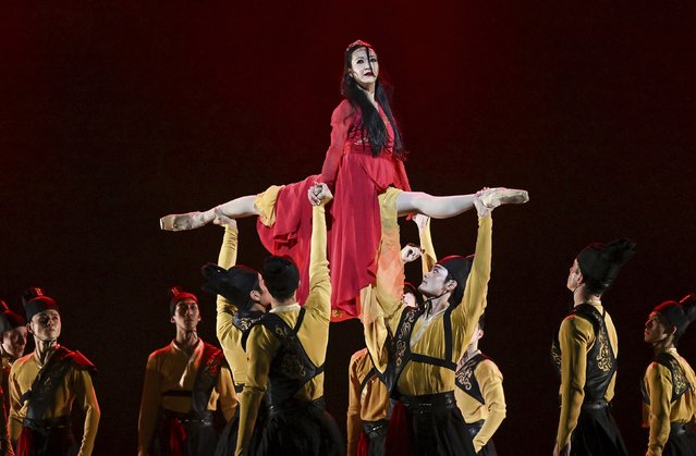 Hong Kong Ballet dancers participate in dress rehearsal for “The Butterfly Lovers” at the David H. Koch Theater on Thursday, August 21, 2025, in New York. (Photo by Evan Agostini/Invision/AP Photo)