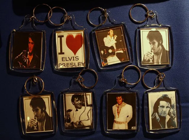Elvis keyrings are seen for sale during the annual European Elvis Tribute Artist Contest and Convention in Birmingham, central England January 2, 2015. (Photo by Darren Staples/Reuters)