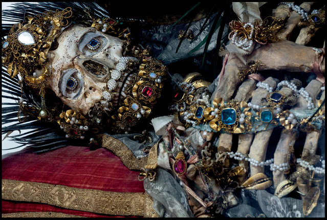 Dripping with gold and jewels – lid finally lifted on the incredible remains of the Catholic saints. St Valerius in Weyarn. (Photo by Paul Koudounaris/BNPS)