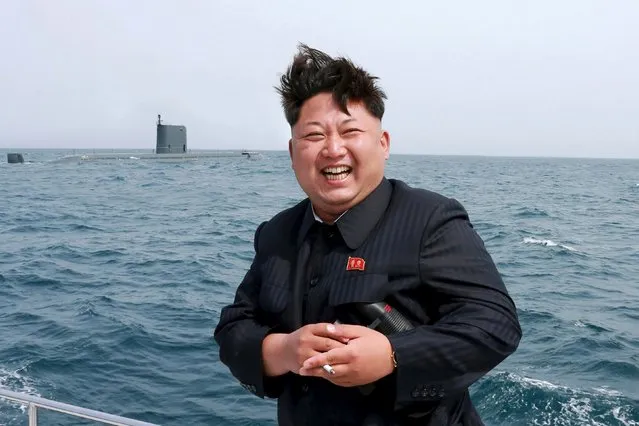 North Korean leader Kim Jong Un watches the test-fire of a strategic submarine underwater ballistic missile (not pictured), in this undated photo released by North Korea's Korean Central News Agency (KCNA) in Pyongyang on May 9, 2015. North Korea said on Saturday it has successfully conducted an underwater test-fire of a submarine-launched ballistic missile, which, if true, would indicate progress in the secretive state's pursuit of building missile-equipped submarines. (Photo by Reuters/KCNA)