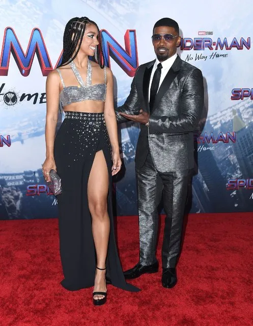 American model Corinne Foxx and American actor Jamie Foxx arrives at the Sony Pictures' “Spider-Man: No Way Home” Los Angeles Premiere on December 13, 2021 in Los Angeles, California. (Photo by Steve Granitz/FilmMagic)