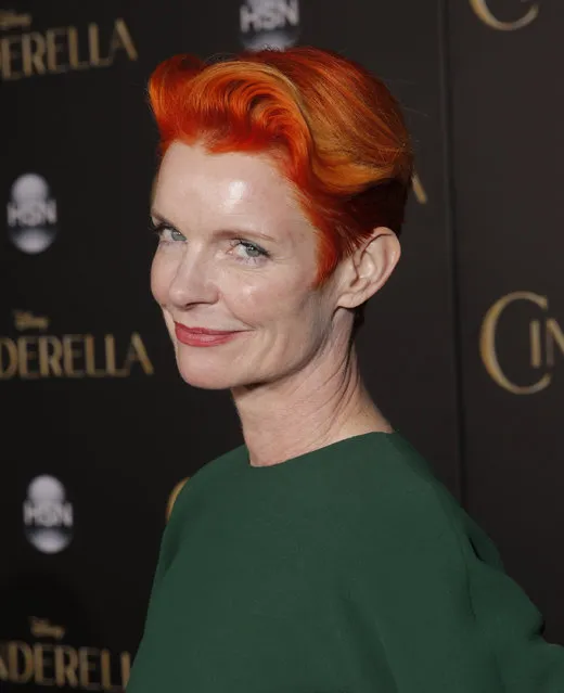 Costume Designer Sandy Powell attends the World Premiere Of "Cinderella" on Sunday, March 1, 2015, in Los Angeles. (Photo by Todd Williamson/Invision/AP)