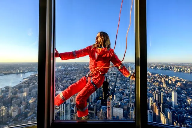 American actor and musician Jared Leto climbs The Empire State Building on November 08, 2023 in New York City. (Photo by Roy Rochlin/Getty Images for Empire State Realty Trust)