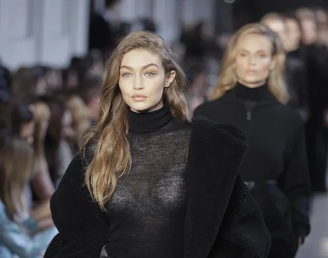Model Gigi Hadid wears a creation part of the Max Mara women's Fall-Winter 2017-18 collection, that was presented in Milan, Italy, Thursday, February 23, 2017. (Photo by Luca Bruno/AP Photo)
