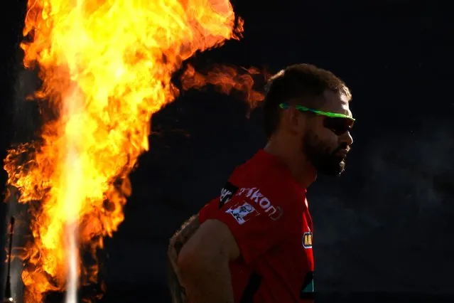 Kane Richardson of the Renegades walks out before the Men's Big Bash League match between the Melbourne Renegades and the Brisbane Heat at GMHBA Stadium, on January 06, 2022, in Geelong, Australia. (Photo by Darrian Traynor/Getty Images)