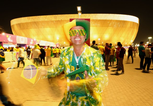 A fan of Brazil outside the stadium before the FIFA World Cup Group G match at the Lusail Stadium in Lusail, Qatar on Thursday, November 24, 2022. (Photo by Nick Potts/PA Images via Getty Images)