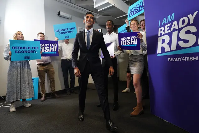 Member of Parliament of the United Kingdom Rishi Sunak at the launch of his campaign to be Conservative Party leader and Prime Minister, at the Queen Elizabeth II Centre in London on Tuesday, July 12, 2022. (Photo by Stefan Rousseau/PA Images via Getty Images)