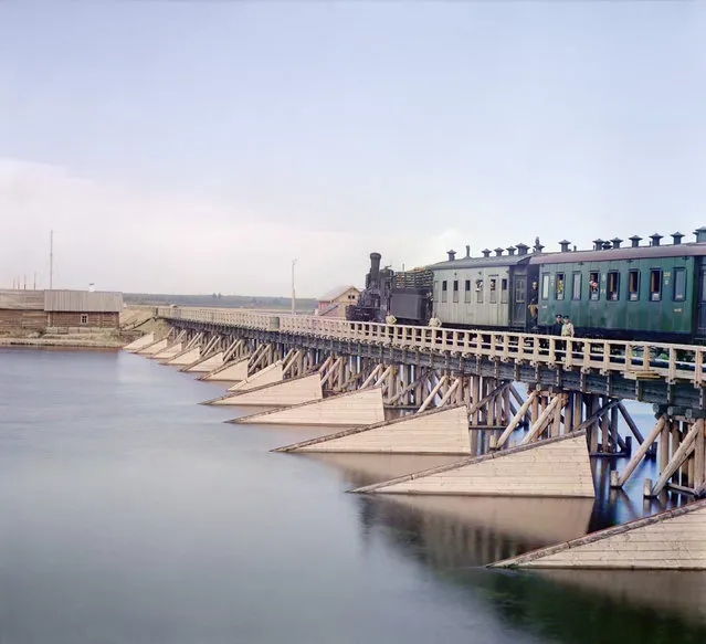 Photos by Sergey Prokudin-Gorsky. Railroad bridge over the Shuia River. Russia, Olonets province, Petrozavodsk uyezd (district), Shuya village, 1916