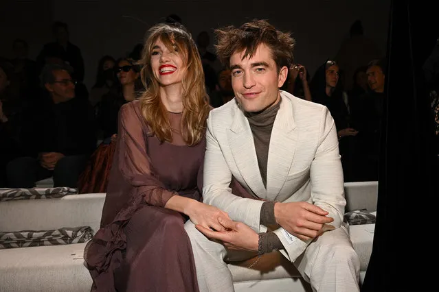 English model Suki Waterhouse and English actor Robert Pattinson attend the Dior Fall 2023 Menswear Show on December 03, 2022 in Giza, Egypt. (Photo by Stephane Cardinale - Corbis/Corbis via Getty Images)
