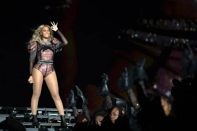 Beyonce performs during the Formation World Tour at NRG Stadium on Thursday, September 22, 2016, in Houston. (Photo by Daniela Vesco/Invision for Parkwood Entertainment/AP Images)