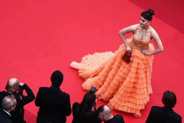 Indian actress Urvashi Rautela arrives for the screening of the film “Kaibutsu” (Monster) during the 76th edition of the Cannes Film Festival in Cannes, southern France, on May 17, 2023. (Photo by Yara Nardi/Reuters)