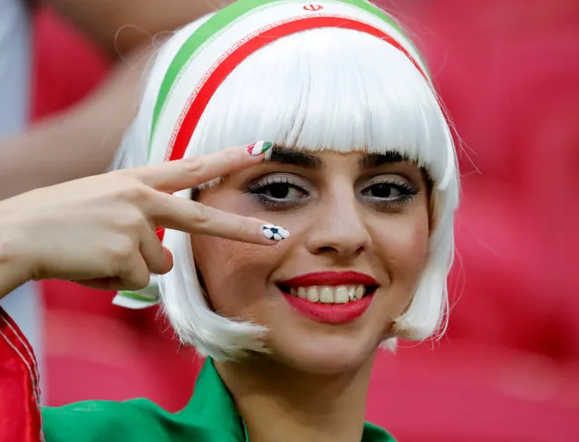 Iranian soccer fan wait for the start of the group B match between Iran and Spain at the 2018 soccer World Cup in the Kazan Arena in Kazan, Russia, Wednesday, June 20, 2018. (Photo by Diego Azubel/EPA/EFE)