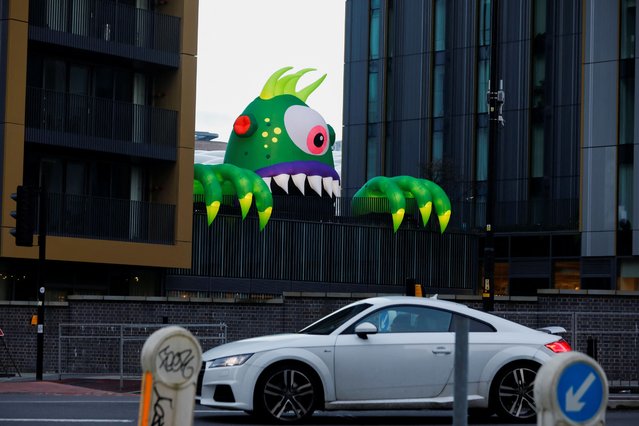 A giant inflatable monster called NV (Envy) is pictured near New Vic, as part of a Halloween-themed monster trail in Manchester, Britain on October 26, 2024. (Photo by Temilade Adelaja/Reuters)