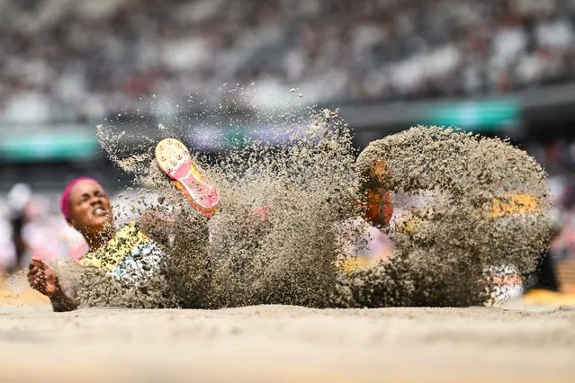 Jamaica's Tissanna Hickling competes in the women's long jump qualification during the World Athletics Championships at the National Athletics Centre in Budapest on August 19, 2023. (Photo by Kirill Kudryavtsev/AFP Photo)
