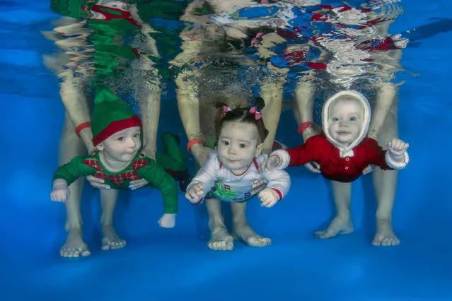 Group of infants learn to swim underwater in the pool on December 15, 2016 in Odessa, Ukraine. (Photo by Andrey Nekrasov/Barcroft Images)