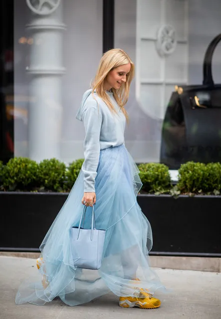 Charlotte Groeneveld is seen wearing sheer skirt, hoody, bag outside Ralph Lauren during New York Fashion Week Autumn Winter 2019 on February 07, 2019 in New York City. (Photo by Christian Vierig/Getty Images)