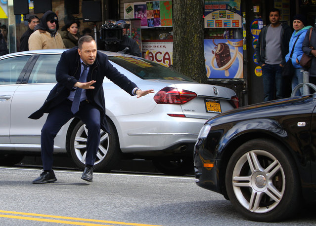 Donnie Wahlberg is seen filming “Blue Bloods” on March 12, 2019 in New York City. (Photo by Jose Perez/Bauer-Griffin/GC Images)