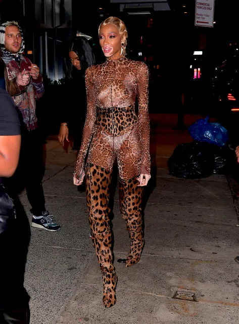 Celebrities Switch into their 2nd Outfits for the Met Gala After Parties on May 7, 2019. Pictured: Winnie Harlow. (Photo by DIGGZY/Splash News and Pictures)