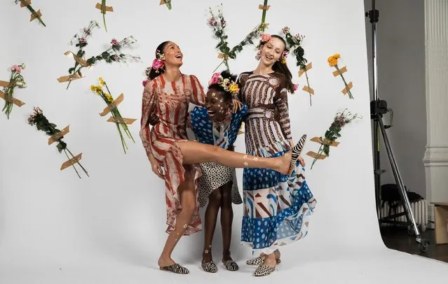 Models enjoy themselves during the  Tata Naka presentation during the London Fashion Week February 2017 collections at the ICA on February 21, 2017 in London, England. (Photo by Tim P. Whitby/Getty Images)