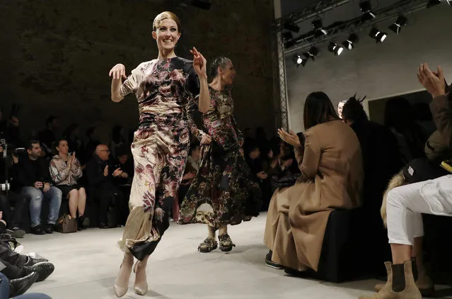 Models wear creations for Antonio Marras women's Fall-Winter 2017-2018 collection, part of the Milan Fashion Week, unveiled in Milan, Italy, Saturday, February 25, 2017. (Photo by Antonio Calanni/AP Photo)