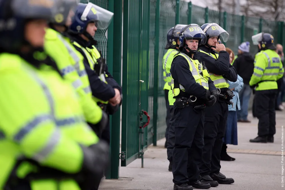 Supporters Of Both Sides From Manchester Prepare For The FA Cup Clash