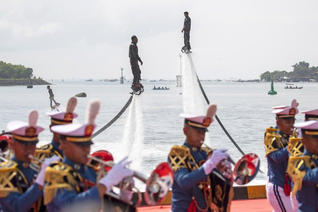 Indonesian Navy personnel perform during the 5th Multilateral Naval Exercise KOMODO (MNEK) in Bali, Indonesia, 16 February 2025. MNEK is a biennial non-combat exercise organized by the Indonesian Navy to enhance cooperation and interoperability in humanitarian operations, disaster management, and maritime security. Thirty-eight countries participate in the 5th MNEK, held from 15 to 22 February 2025 in Bali. (Photo by Made Nagi/EPA)