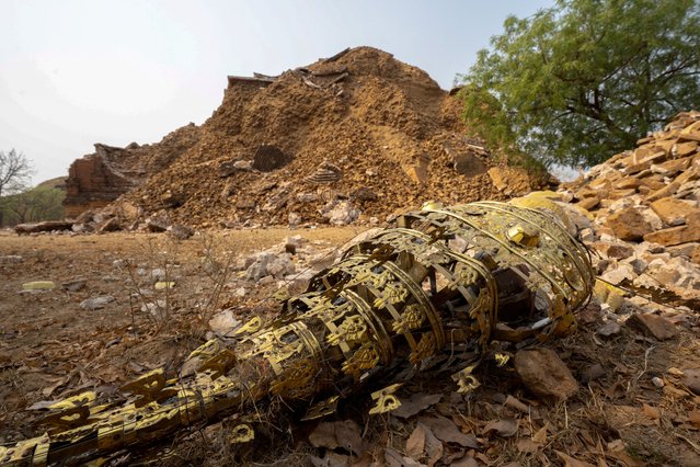 A pagoda damaged during a strong earthquake lies in rubble, in Mandalay, Myanmar, on March 29, 2025. (Photo by Reuters/Stringer)