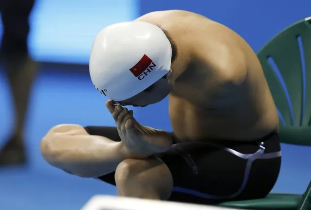 2016 Rio Paralympics, Swimming, Men's 100m Backstroke, S6, Olympic Stadium, Rio de Janeiro, Brazil on September 8, 2016. Tao Zheng of China prepares for the start. (Photo by Carlos Garcia Rawlins/Reuters)