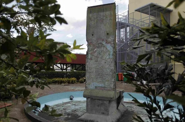 A segment of the Berlin Wall is seen at  the Foreign Ministry in San Jose September 11, 2014. (Photo by Juan Carlos/Reuters)